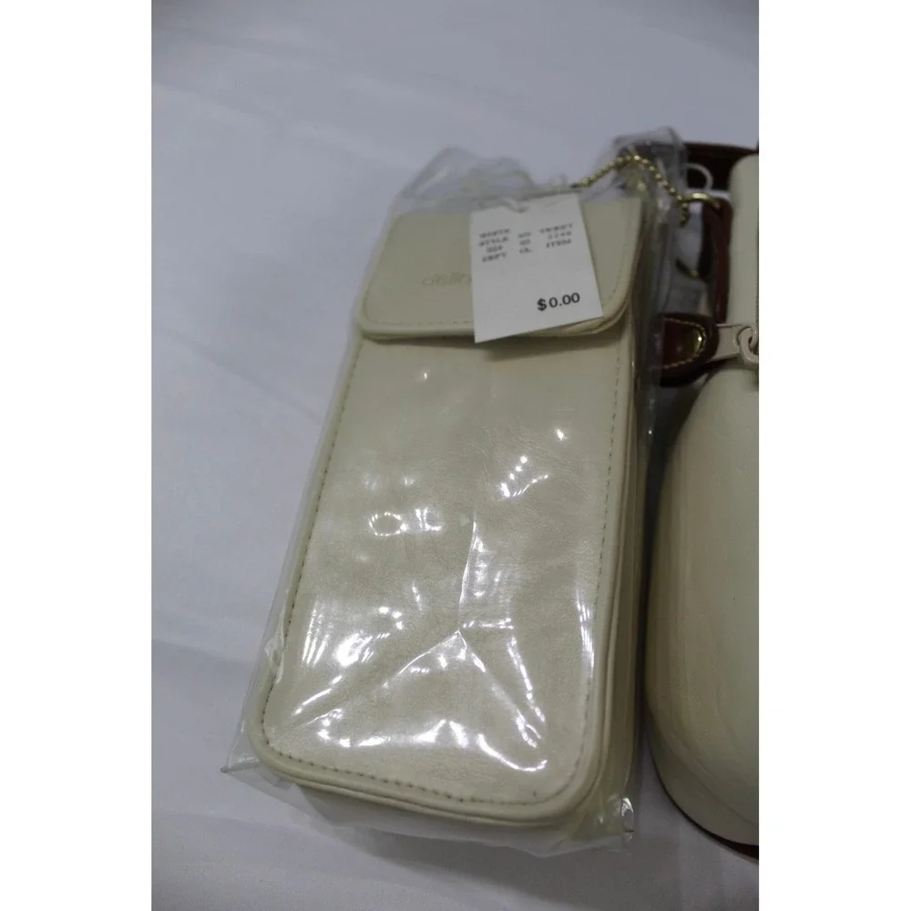 Della Prima Vintage Cream Brown Colorblock Crossbody Organizer Bag with Pouch
